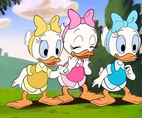 Trio Costumes For Girls, Iconic Trios Cartoon, Trio Costumes, Dollette Coquette, Best Friends Cartoon, Disney Duck, Friend Cartoon, Duck Tales, Coquette Pink