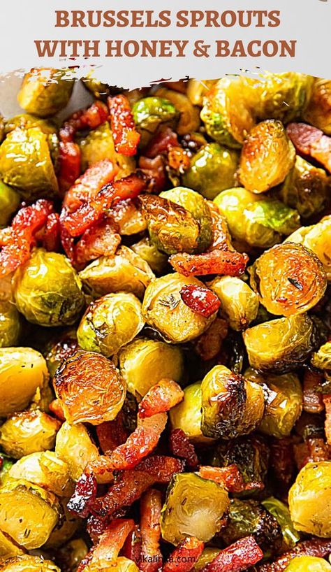 Brussel Sprouts Roasted Honey, Honey Walnut Brussel Sprouts, Honey Bacon Brussel Sprouts Air Fryer, Brussel Sprout Breakfast Recipes, Oven Roasted Brussel Sprouts With Bacon And Honey, Brussel Sprout Recipes With Bacon Honey, Brussels Sprouts With Hot Honey, Sweet Bacon Brussel Sprouts, Bacon Honey Brussel Sprouts