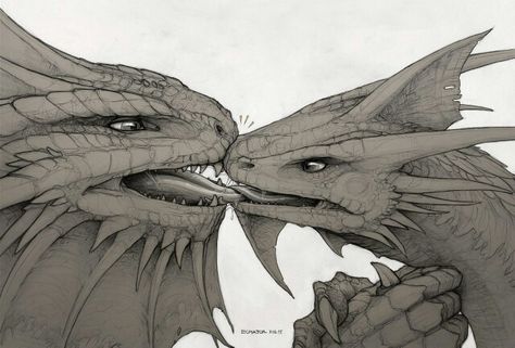 Dragons Kissing, Dragon Kiss, Dragon Poses, Snake Dragon, Wings Of Fire Dragons, Dragon Sketch, Pet Dragon, Cool Dragons, Female Dragon