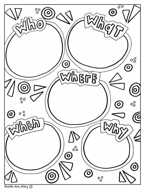 The 5 W's, Classroom Doodles, Read And Color, Free Graphic Organizers, Graphic Organizer Template, Writing Graphic Organizers, Reading Graphic Organizers, English Activities, Graphic Organizer