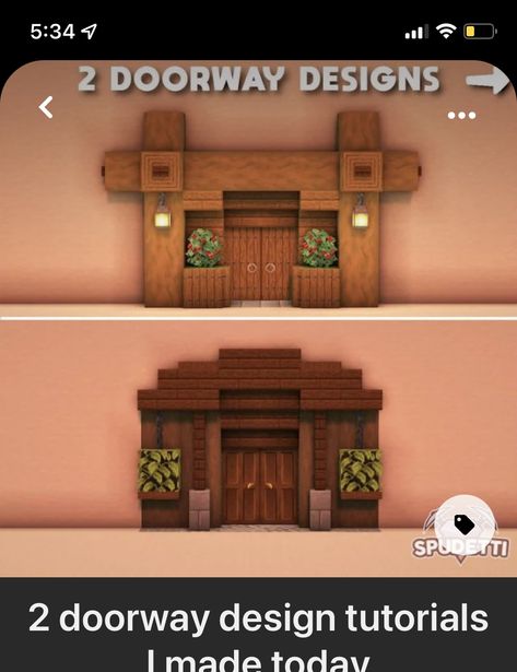 Doorway Designs Minecraft, Minecraft Doorway Ideas, Minecraft Doorway, Minecraft Doorway Design, Doorway Design, Doorway Ideas, Minecraft Ideas, Design Tutorials, Dark Wood