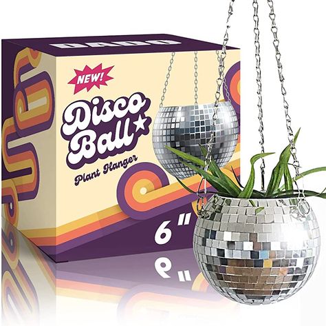 Boho Disco Ball, Disco Planter, Disco Ball Hanging, Pta Mom, Disco Ball Planter, Planters For Indoor Plants, Modern Boho Home Decor, Plants Hanging, Counselor Office