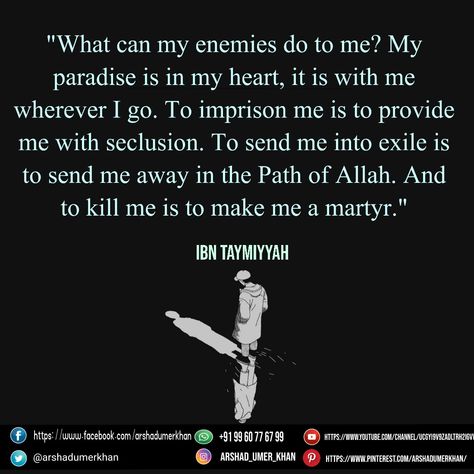 Ibn Taymiyyah Quotes, Martyr Quotes, Ibn Taymiyyah, Islamic Teachings, Princess Cut Engagement Rings, Real Quotes, Islamic Art, Send Me, Wisdom Quotes