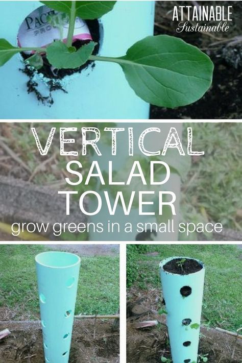 Small vegetable gardens are a challenge but this DIY vertical garden tower can help you get the most out of your space! Vertical Garden Tower, Grow Tower, Diy Vertical Garden, Suburban Garden, Garden Ideas Vegetable, Garden Tower, Vertical Vegetable Gardens, Gutter Garden, Garden Raised Beds