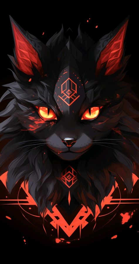 Demonic Animals, Demon Cat Wallpaper, Cat Demon Oc, Demon Cat Aesthetic, Cat Fursona, Evil Cat Art, Demonic Cat, Demon Wallpaper, Massive Dragon