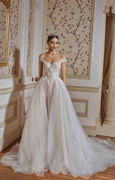 Galia Lahav | Ria Wedding Dress | Bridal Reflections Dress Detachable Skirt, Duchess Satin Dress, Floral Wedding Dresses, Wedding Dress Detachable Skirt, Galia Lahav Wedding Dress, Bridal Reflections, Detachable Skirt, Fairy Tale Wedding Dress, Galia Lahav