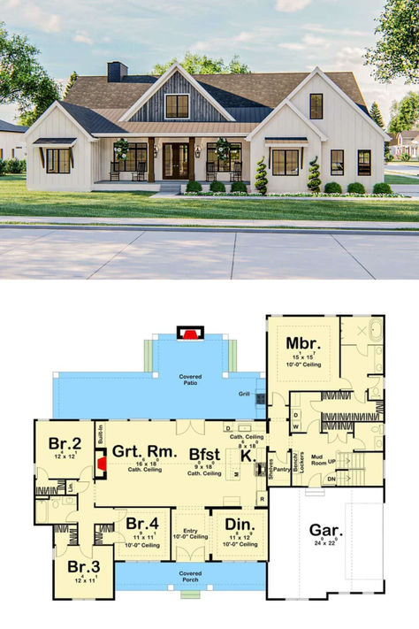 Two-Story 6-Bedroom Modern Farmhouse with a Bar (Floor Plan) Bar Floor Plan, Suite Floor Plan, Master Suite Floor Plan, Home Bar Plans, Farmhouse Layout, 6 Bedroom House Plans, 6 Bedroom House, Family House Plans, Ranch House Plans