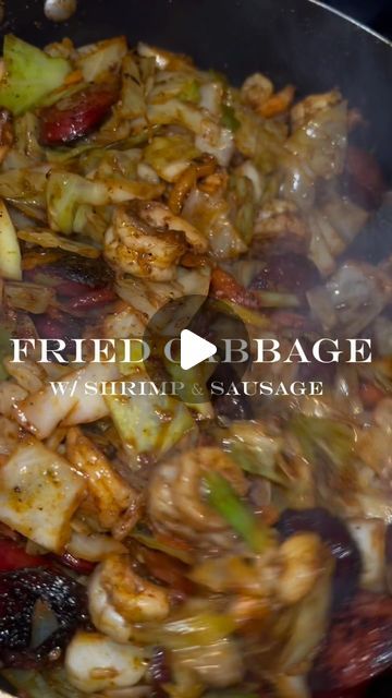 Fried Cabbage With Shrimp Sausage Bacon, Sausage Shrimp Cabbage Recipes, Cabbage With Sausage Recipes, Cabbage Shrimp Sausage Recipe, Cabbage With Shrimp And Sausage, Sunday Dinner Sides, Cabbage And Sausage Recipes, Side For Dinner, Cabbage And Smoked Sausage