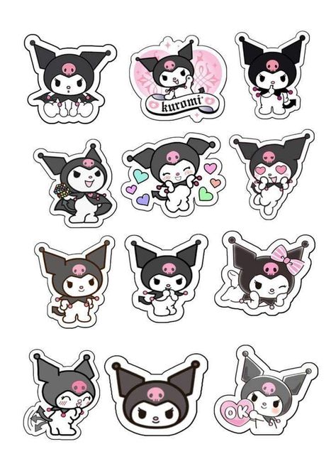 Stickers Sanrio Printable, Cute Kuromi Stickers, Printable Sanrio Stickers, Sanrio Stickers Printable Kuromi, Sanrio Stickers Kuromi, Kuromi Printables, Kuromi Aesthetic Stickers, Kuromi Scrapbook, Stiker Kuromi