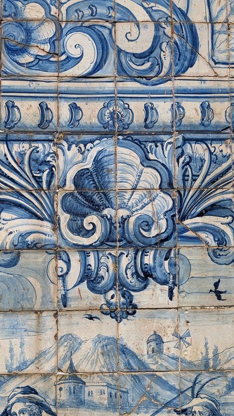 Blue Portuguese Tile, Greek Tiles, Picture Wall Living Room, Mediterranean Tiles, Mediterranean Interior, Mediterranean Tile, Portuguese Tile, Portuguese Tiles, Hand Painted Tiles