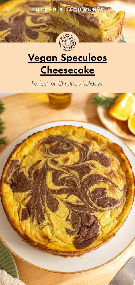 This vegan speculoos cheesecake will win everyone over. A quick and easy Christmas recipe for those who don't want to choose between cookies and cake. Christmas Bakes, Comfy Food, Speculoos Cookies, Christmas Cheesecake, Vegan Christmas Recipes, Christmas Recipes Easy, Vegan Cake Recipes, Vegan Cheesecake, Baking Cocoa