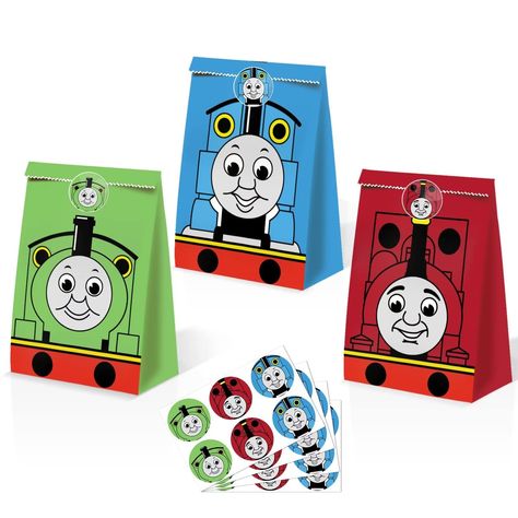 PRICES MAY VARY. The package includes: You will get 24 pieces of train party bags in 4 different styles and 6 pieces of each style, and 32 pieces of train stickers in 4 sheets. Designed train paper bags: Each of these train paper bags are designed with train patterns so as to fit for kids birthday party. Size of the train party favor bags: Each train goodie bags measures about 8.26 x 5.9 x 3.15 inches/20 x 15 x 8cm, a suitable size for kids to store train toys, snacks, gifts, and more. Quality t Train Candy, Train Party Favors, Train Party Decorations, Train Birthday Party, Thomas Birthday, Trains Birthday Party, Train Gifts, Party Goodies, Train Party