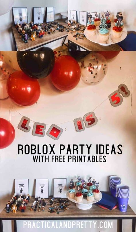 Roblox Crafts Birthday Parties, Roblox Birthday Printables Free, Roblox Snack Ideas, Roblox Birthday Party Activities, Roblox Doors Party, Roblox Party Games Ideas, Roblox Birthday Games, Roblox Party Food Ideas, Roblox Diy Party