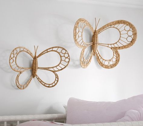 Butterfly Bedroom, Rattan Weaving, Butterfly Room, Butterfly Nursery, Butterfly Mobile, Handmade Butterfly, Nursery Room Inspiration, Butterfly Crafts, Boho Nursery