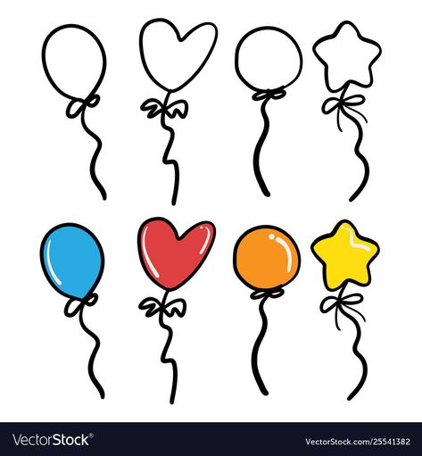 Baloon Drawings Sketches, Ballon Drawing Simple, Ez Doodles, How To Draw A Balloon, Balloon Drawing Easy, Balloons Doodle, Balloon Doodle, Balloon Sketch, Ballon Drawing