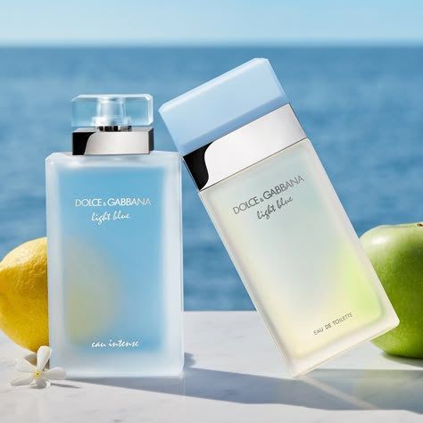 Perfume Light Blue, Light Blue Eau Intense, Dolce And Gabbana Fragrance, Light Blue Dolce Gabbana, Light Blue Perfume, Blue Perfume, Sicilian Lemon, Fragrance Samples, Beauty Light