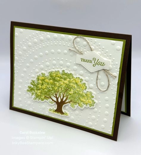 Stampin’ Up! Sneak Peek – Loveliest Tree Thank You Card – Inky Bee Stampers Stampin Up Lovely As A Tree, Stampinup Thank You Cards, Stampin Up Loveliest Tree, Loveliest Tree Stampin Up Cards, Lovely As A Tree Stampin Up Cards, Thank You Cards Stampin Up Ideas, Dotted Circle, White Panel, Nature Card