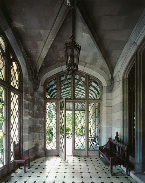 Lyndhurst Vestibule Lyndhurst Mansion, Gorgeous Houses, Mansions Homes, Gothic Decor, Gothic Architecture, Entry Way, Gothic House, Victorian Gothic, Glass Doors