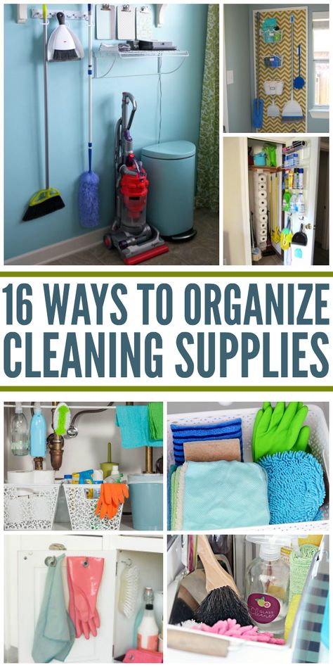 '16 Clever Ways to Organize Cleaning Supplies...!' (via DIY House Hacks - One Crazy House) Closet Cleaning Supplies, Organize Cleaning Supplies, Organize Bathroom, Putz Hacks, Cleaning Closet Organization, Closet Room Organizer, Craft Closet Organization, Cleaning Supply Storage, Closet Diy