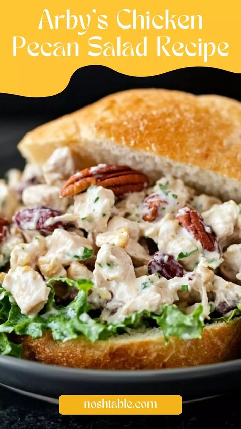 Arby’s Chicken Pecan Salad Recipe – Nosh Table Arby’s Chicken Salad Copycat, Arby’s Chicken Salad Recipe, Chicken Salad With Apples And Pecans, Apple Chicken Salad Recipe, Arbys Chicken Salad Recipe, Arby's Chicken Salad Recipe, Arbys Chicken Salad, Chicken Pecan Salad, Apple Pecan Chicken Salad