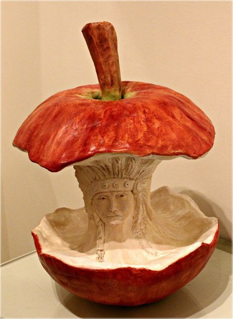 Core of America Apple Core sculpture Native American Indian Fall Sculpture, Ceramic Food Sculpture Art, Clay Apple, Ceramic Fruit Sculpture, Pie Clay Sculpture, Apple Sculpture, Realistic Clay Sculpture Food, Cherry Sculpture, Fruit Sculptures