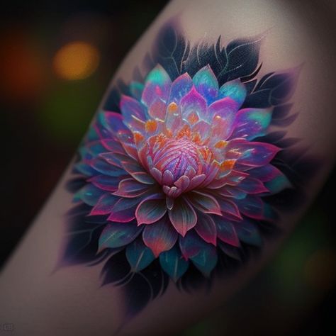 Floral Background Tattoo Design, Tattoo Cover Up Floral, Color Tattoo Cover Up Before And After, Galaxy Orchid Tattoo, Purple And Teal Tattoo, Good Tattoo Cover Ups Ideas, Blue And Purple Flower Tattoo, Fine Line Watercolor Tattoo, Back Coverup Tattoos For Women