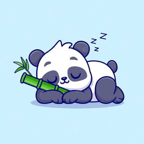 Cute Panda With Bamboo Drawing, Sleeping Panda Wallpaper, Cute Animal Illustration Art, Cartoon Art Cute Animal, Panda Illustration Cute, Cute Panda Cartoon Kawaii, Panda Sleeping Cartoon, Panda Cute Drawing, Panda Cartoon Cute