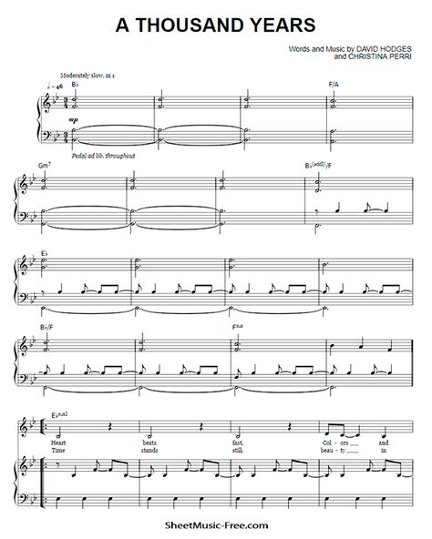 A Thousand Years Piano Sheet Music Christina Perri - ♪ SHEETMUSIC-FREE.COM A Thousand Years Piano, Thousand Years Piano, A Thousand Years Christina Perri, Thousand Years Christina Perri, Piano Sheet Music Pdf, Free Piano Sheet Music, Pop Sheet Music, Free Piano, Music Chords