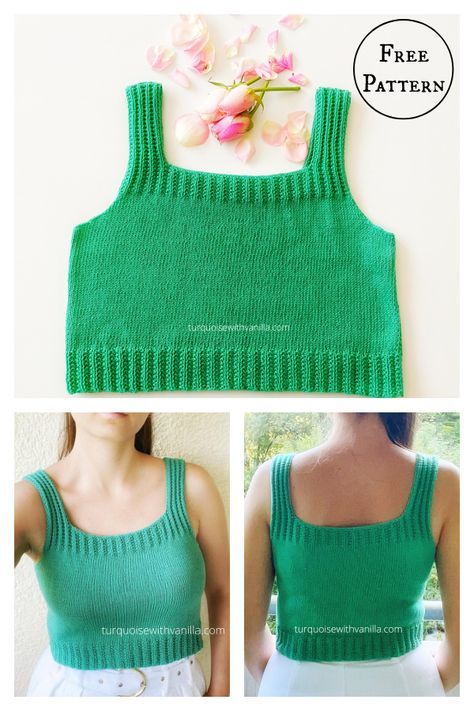 Ribbed Knit Top Pattern, Easy Knit Crop Top Pattern, Shirt Knitting Patterns, Ladies Tank Top Knitting Pattern, Knitting Tops For Women Free Pattern, Worsted Yarn Knitting Patterns, Knit Tank Top Pattern Free Summer, Free Summer Knitting Patterns For Women, Crop Top Knitting Pattern Free