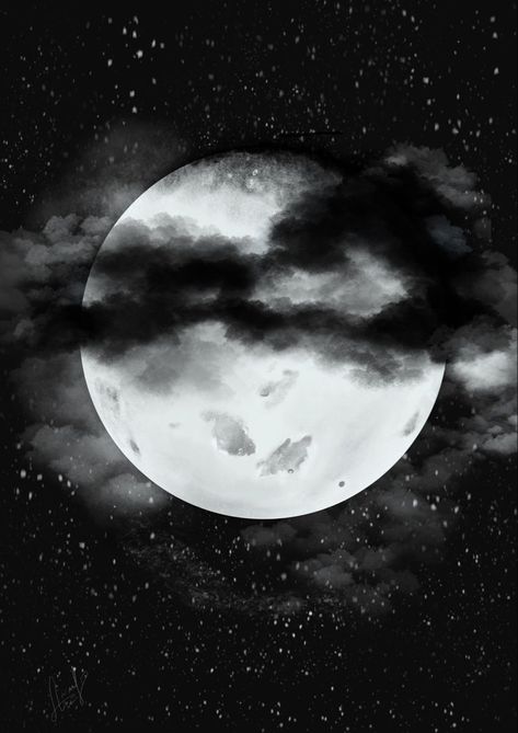 Night Sky Sketch Drawings, Cloud With Moon Tattoo, Moon And Clouds Tattoo Design, Full Moon And Clouds Tattoo, Full Moon With Clouds Tattoo, Moon Sketch Ideas, Moon Clouds Drawing, Moon Night Tattoo, Moon Sky Tattoo