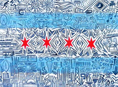 Chicago Flag Graffiti Art Chicago Flag Art, Chicago House Music, Chicago Street Art, Silver Surfer Comic, Cave Room, Cave Painting, Planter Project, Man Cave Room, Chicago Flag