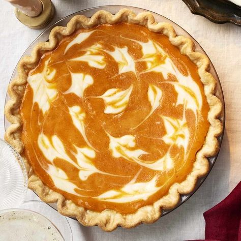 (20+) Food & Wine - Scented with bourbon and orange and swirled with... | Facebook Marbled Chocolate, Chocolate Pumpkin Pie, Perfect Pumpkin Pie, Easy Pumpkin Pie, Pumpkin Pie Recipe, Chocolate Pumpkin, Pumpkin Spice Syrup, Pumpkin Roll, Pumpkin Pie Filling