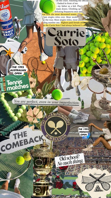 Tennis Wallpaper Aesthetic, Tennis Aesthetic Wallpaper, Tennis Collage, Tennis Background, Tennis Vibe, Sports Collage, Carrie Soto Is Back, Mode Tennis, Tennis Wallpaper