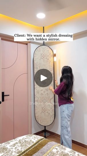 Dressing Table Inside Wardrobe Mirror, Hidden Mirror Dressing Table, Hidden Dressing Mirror, Mirror With Hidden Storage, Ikea India, Dressing Table Ideas, Corner Dressing Table, Hidden Mirror, Mirror Unit