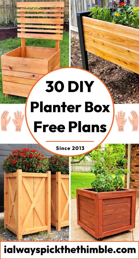 30 Free DIY Planter Box Plans: Build Your Planter Boxes Easy Planter Box, Square Planter Boxes, Diy Wooden Planters, Diy Wood Planters, Diy Planters Outdoor, Planter Box Plans, Outdoor Planter Boxes, Diy Planter, Porch Planters