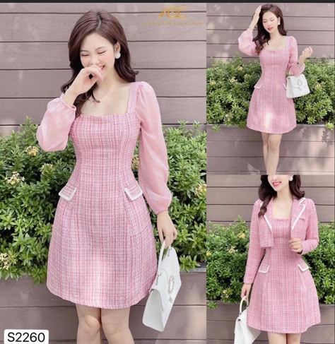 Cute Sunday Dresses, Women Sunday Dress Design, Sunday Dress Outfit Classy, Sunday Dress Outfit, Tweed Fashion, Cotton Short Dresses, 2piece Outfits, Teen Dress, Sunday Dress