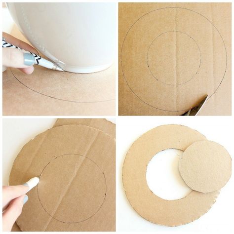 Cardboard Wreath Base Diy Wreath Base, Cardboard Wreath, Cardboard Wreath Form, Wire Christmas Wreath, Simple Wreaths, Pottery Templates, Make Your Own Wreath, Wreath Inspiration, Porch Wreath