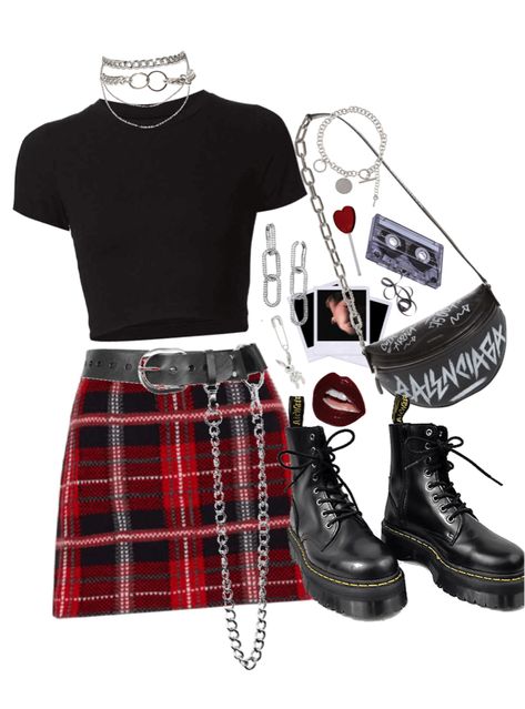 is this punk? created by sierrastevie        on ShopLook.io perfect for Aries Style 3/21-4/19. Visit us to shop this look. #Aries Style 3/21-4/19, #Rock N Roll Hall Of Fame Style, #Edgy, #Grunge, #Trend-driven Retro Punk Outfits, Kpop Rock Outfit, Punk Pop Outfits, Vintage Punk Outfits, Punk Rock Girl Outfits, Rock Punk Outfit, Red Punk Outfits, Punk Outfits Polyvore, Punk Rock Aesthetic Outfits