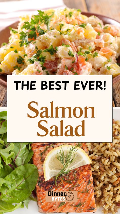 Salmon Salad is a light yet satisfying meal with tender, flaky salmon is paired with crisp greens, juicy cherry tomatoes, creamy avocado, and a tangy lemon dressing, perfect for lunch or dinner. ​ ​ Salmon Pasta Salad, Salmon Ideas, Best Fish Recipes, Salmon Salad Recipes, Quick And Easy Weeknight Dinners, Leftover Salmon, Salmon Croquettes, Gourmet Dishes, Tilapia Recipes