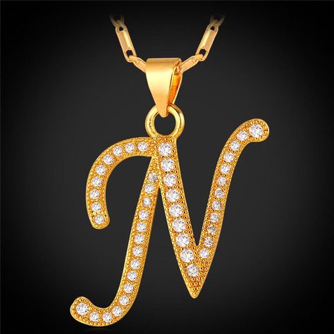 N Letter Pendant, N Necklace, Alphabet N, Fashion Alphabet, N Letter, Locket Necklaces, Stylish Alphabets, Picture Locket, Gold Jewelry Sets