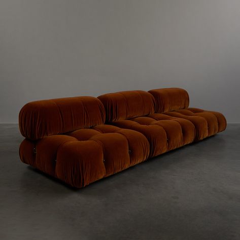 Mario Bellini Sofa, Camaleonda Sofa, Bellini Sofa, Arabic Architecture, Light Blue Velvet, La Apartment, Orange Sofa, Mario Bellini, Houses Interior