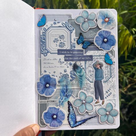 🩵Challenge Accepted🩵 Baby blue theme challenge Hosted by @sindhurascrafts #sindhurascraftschallange 🥰 Supplies: A5 dotted journal from @atelierneorah Journal supplies from @stamprintslife Hit the ❤️ button if you love my attempt 😊 #prackriticreations #journal #journalingasmr #journalinspiration #journallover #journallove #journalingcommunity #collageartwork #collageoftheday #scrapbook #journalwithme #challengeaccepted #paperaddict #pinkjournal #journalprompt #junkjournalindia #creati... Journaling Blue Theme, Scrapbook Blue Theme, Blue Scrapbook Aesthetic, Journal Blue Theme, Blue Themed Journal, Blue Journal Aesthetic, Blue Journal Ideas, Blue Scrapbook Ideas, Blue Theme Journal