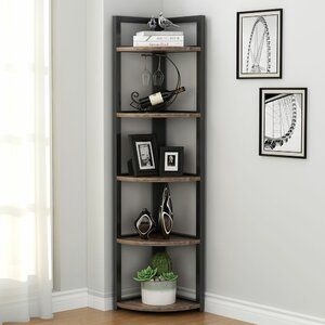 Corner Shelves Living Room, Rustic Corner Shelf, Corner Shelf Ideas, Corner Shelving Unit, Corner Storage Shelves, Corner Bookshelves, Small Bookcase, Small Bookshelf, Home Office Kitchen