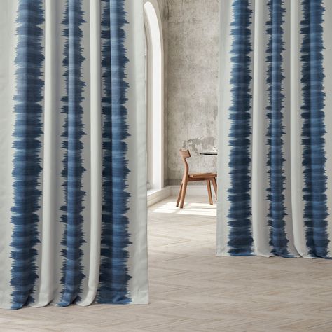 Trule Camarillo Printed Room Darkening Curtains for Living Room - Bedroom Curtains for Large Window Single Panel | Wayfair Blue Curtains Living Room, Vineyard Decor, Cottage By The Lake, Panel Drapes, Half Price Drapes, Living Room Themes, Striped Room, Contemporary Curtains, Neutral Background