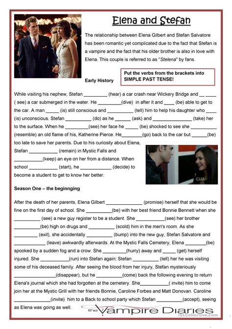 The Vampire Diaries - English ESL Worksheets for distance learning and physical classrooms Past Simple Tense, Grammar Tenses, English Homework, English Grammar Tenses, Simple Past, Diary Template, Simple Past Tense, Past Simple, Vampier Diaries