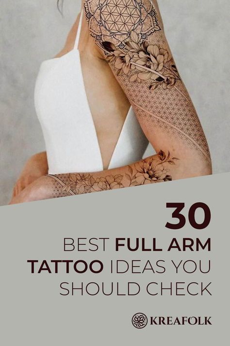 Explore the captivating world of full arm tattoos! Dive into design insights, expert tips, and the stories behind the ink. Your ultimate guide awaits! Bohemian Sleeve Tattoo For Women, Landscape Arm Tattoo, Fine Line Arm Tattoo Sleeve, Tattoo Fillers For Women Full Sleeves, Unique Quarter Sleeve Tattoos For Women, Fine Line Arm Sleeve, Black And White Sleeve Tattoo Women, Mandala Tattoo Design Women Arm, Arm Tatoos Woman