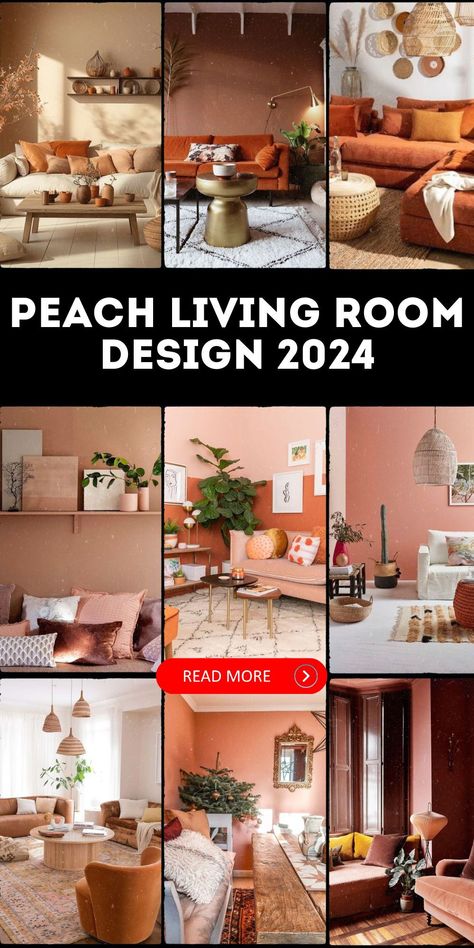 No matter your style, peach living room designs offer a captivating color palette to suit your taste. Explore diverse styles, from traditional to modern, and witness how peach seamlessly integrates into each, creating a unique and inviting atmosphere. Decorating With Peach Colors, Peach Boho Living Room, Rust Peach Color Palette, Peachy Living Room, Peach Colored Living Rooms, Light Peach Walls Living Room, Light Peach Living Room, Light Peach Room, Peach Wall Living Room