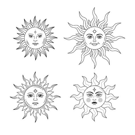 Sun Tattoo With Face, Eyes Stylized, Sun Face Tattoo, Fiesta Float, Simple Sun Tattoo, Stylized Drawing, Mystical Elements, Sun Temple, Sun Tattoo Designs