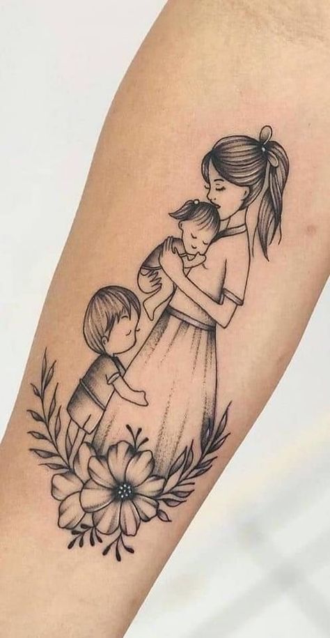 Tattoos For Women With Kids, Tattoo Idea For Men, Beautiful Angel Tattoos, Child Tattoo, Name Tattoos For Moms, Sister Tattoo Designs, Mom Tattoo Designs, Mommy Tattoos, Small Girl Tattoos