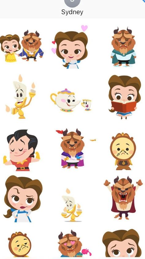 Chibi Disney, Beauty And Beast Birthday, Disney Cuties, Disney Character Art, Disney Stickers, Kawaii Disney, Disney Cartoon Characters, Cute Disney Drawings, Princess Movies